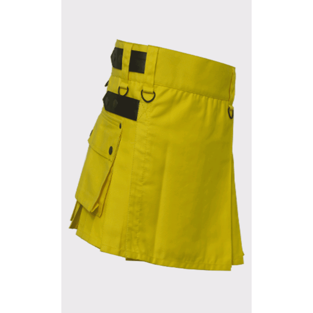 Women Yellow Color Utility Kilt - Kilt Kingdom