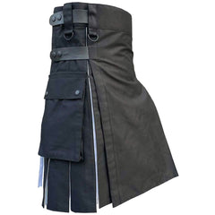 Black & White Simple 2 Side Pocket Utility Kilt