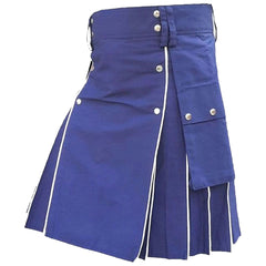 Blue Utility kilt With White line