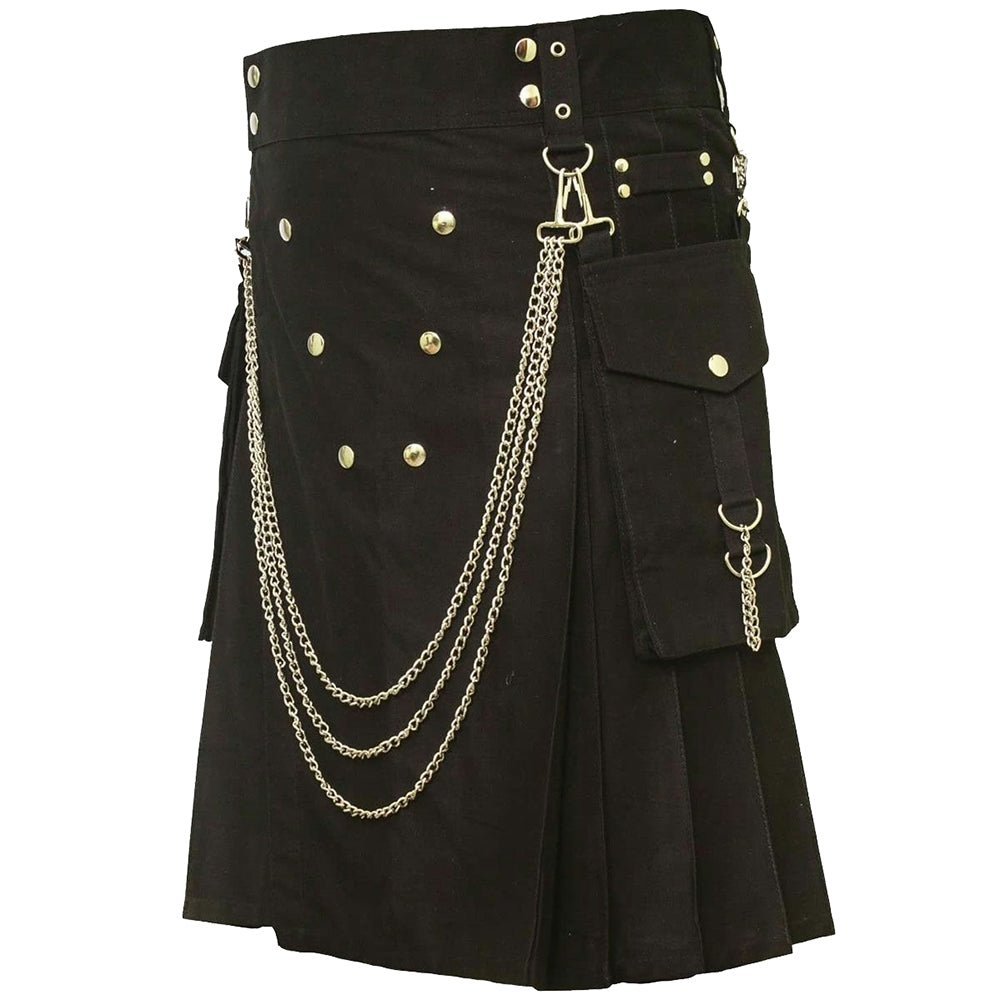 Famous Cargo Utility Kilt With Golden Chains - Kilt Kingdom