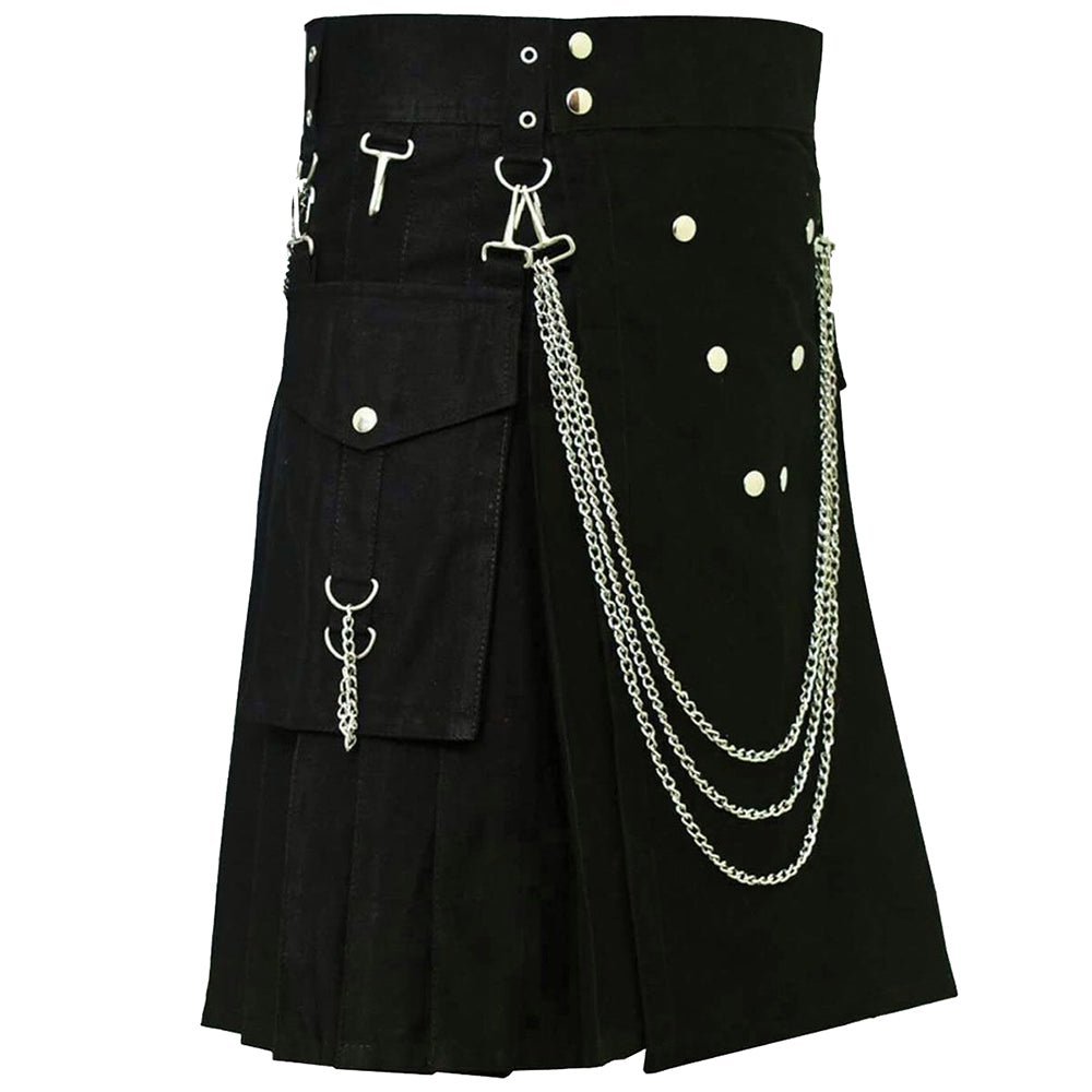 Famous Cargo Utility Kilt With Golden Chains - Kilt Kingdom