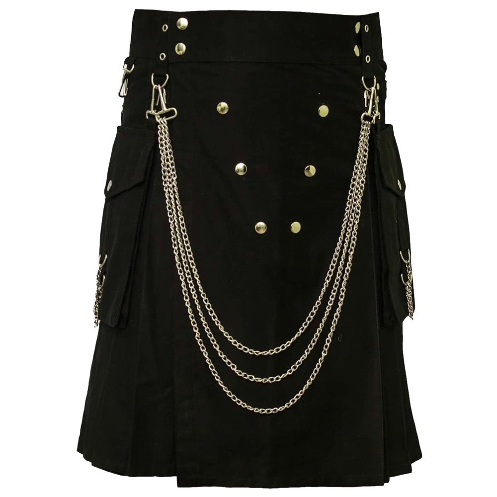 Famous Cargo Utility Kilt With Golden Chains - Kilt Kingdom