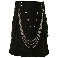 Famous Cargo Utility Kilt With Golden Chains