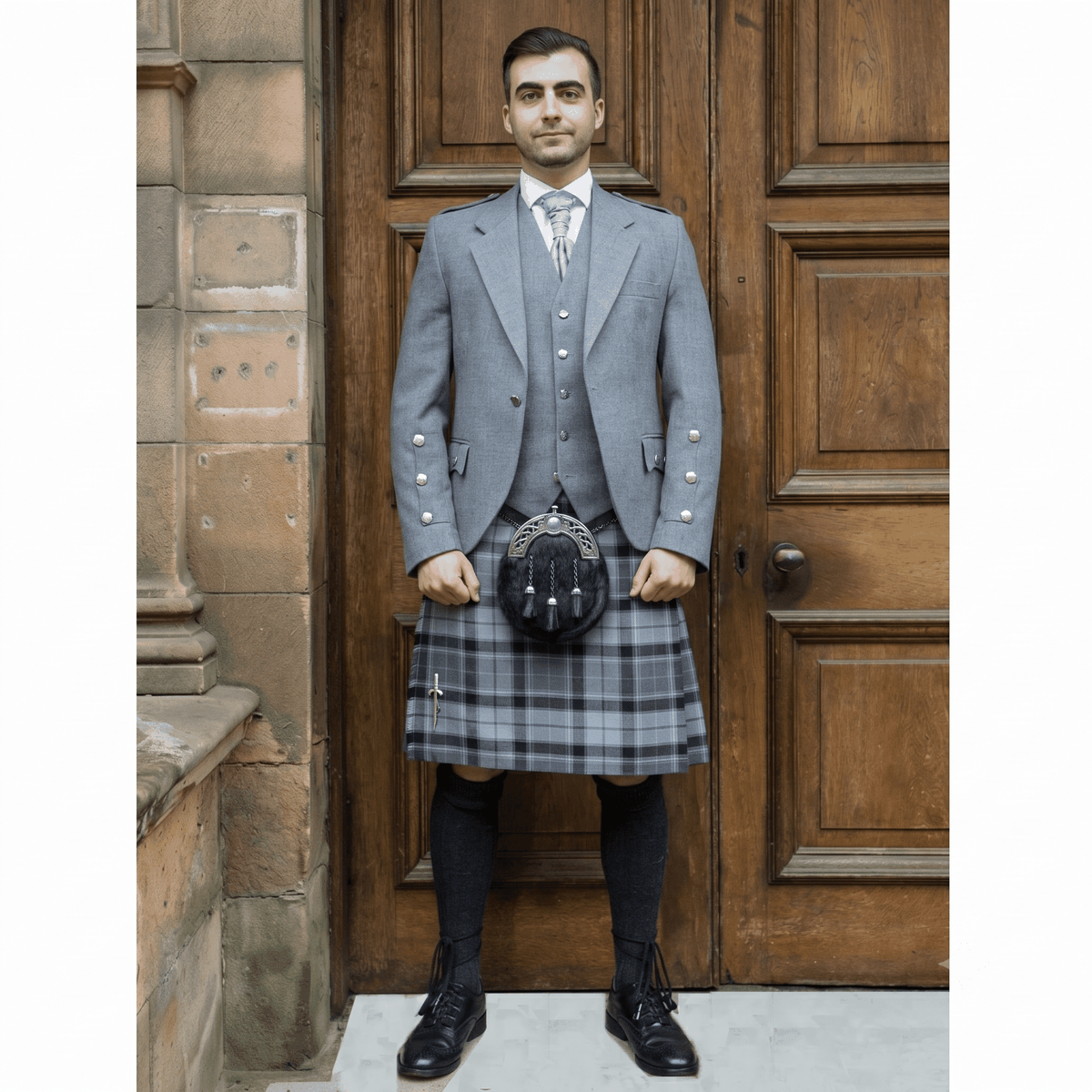 Grey Tweed Jacket Formal Kilt Outfit - Kilt Kingdom