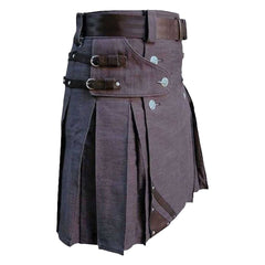 Heavy Duty Denim and Leather Kilt