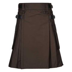 Men Brown Utility Kilt with Cargo Pockets