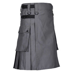 Men grey Utility Kilt with Cargo Pockets