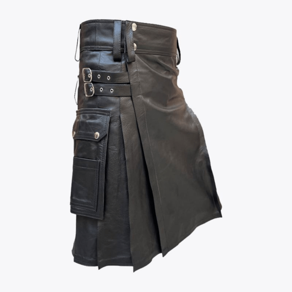 Black Leather Kilt - Kilt Kingdom