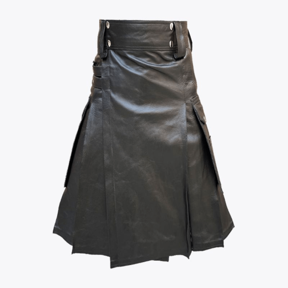 Black Leather Kilt - Kilt Kingdom