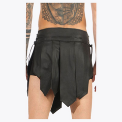 Black Gladiator leather Modern Mini Kilt