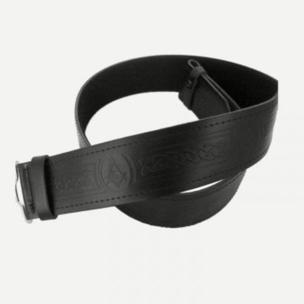 Celtic Buckle Embossed Leather Scottish Highland Traditional Kilt Belt - Kilt Kingdom