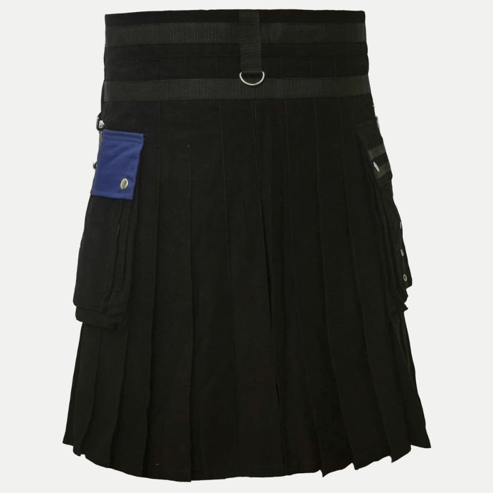 Blue and Black Cotton Deluxe Hybrid KILT - Kilt Kingdom