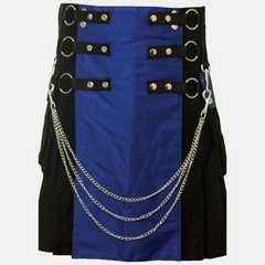 Blue and Black Cotton Deluxe Hybrid KILT