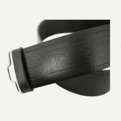 Embossed Scottish Highland Kilt Belt with Celtic Buckle