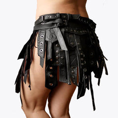 Black Warriors leather Modern Mini Kilt