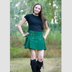 Fashion Green Women Utililty Kilt