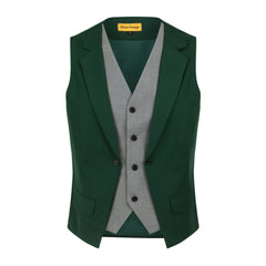 Oliver George Men's Layered Formal Business Tuxedo Waistcoat Dress Vest for Suit or Tuxedo Forest Green