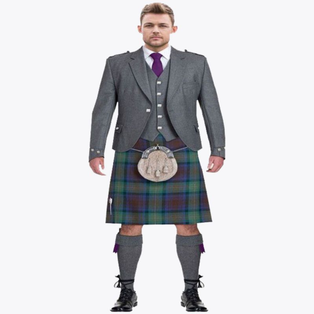 Custom Made Light Grey Argyll Jacket & Kilt Outfit Package