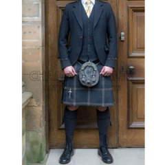 Black Tweed Jacket Formal Kilt Outfit