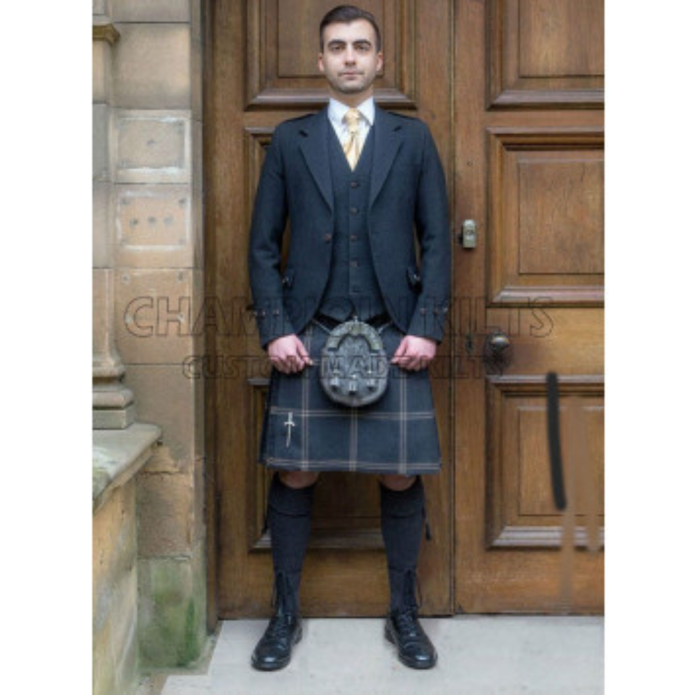 Black Tweed Jacket Formal Kilt Outfit