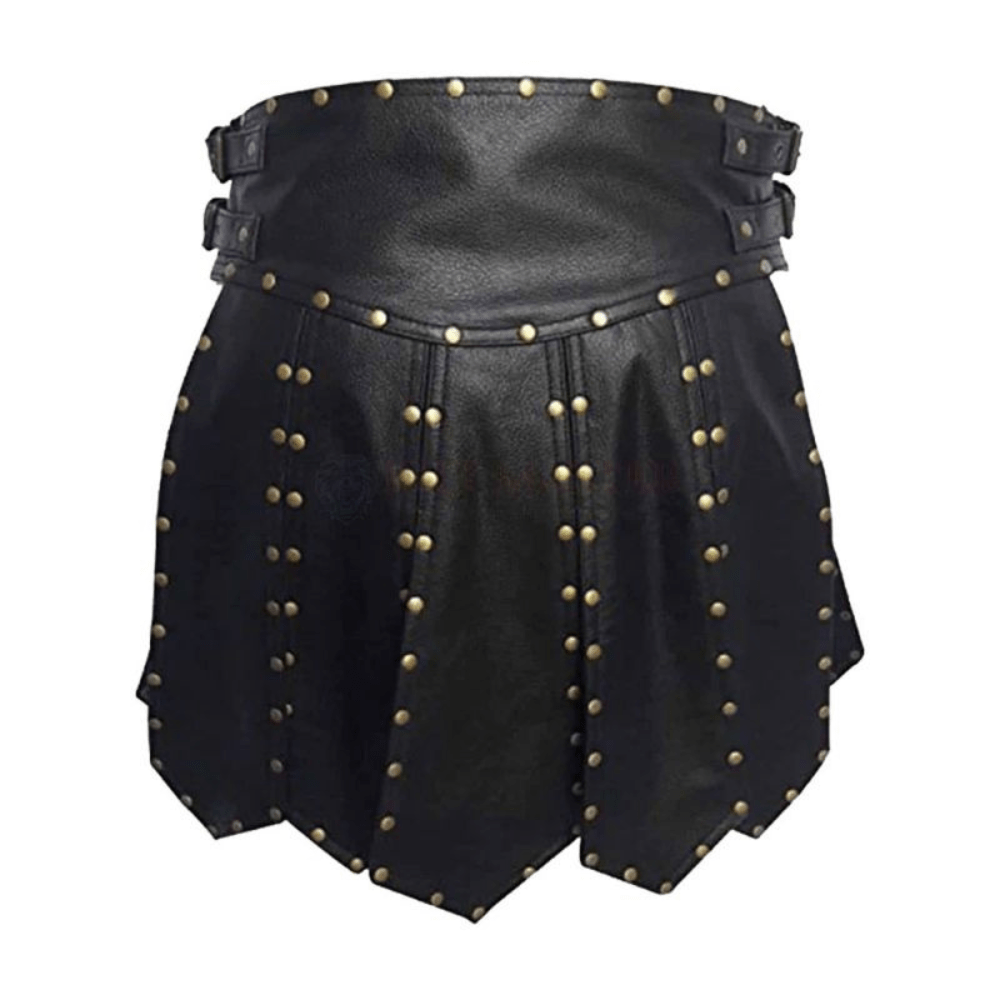 Roman Black Leather Kilt - Kilt Kingdom
