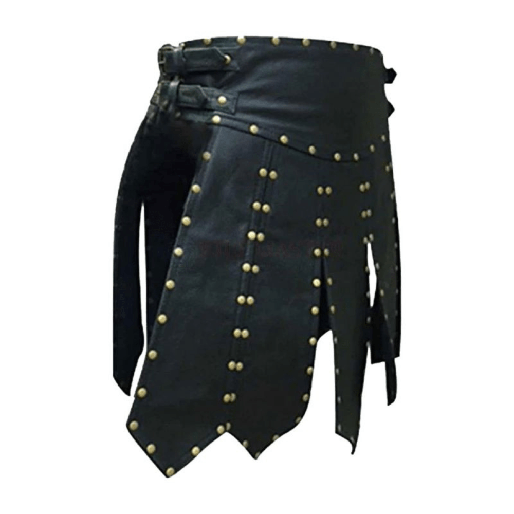 Roman Black Leather Kilt - Kilt Kingdom