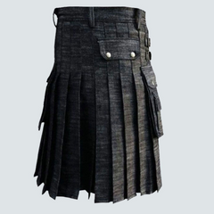 Black Denim Utility Kilt