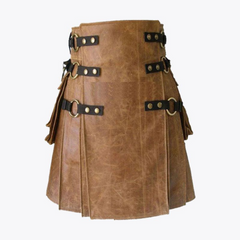 Brown Leather Kilt For Men