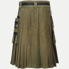 Cotton Olive Green Utility Kilt