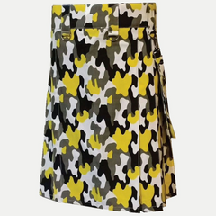 Modern Pattern Camo Utility Kilt with Detachable Pocket