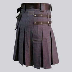 Heavy Duty Denim and Leather Kilt