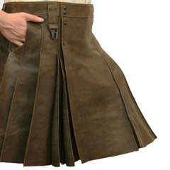 Brown Genuine Leather Kilt