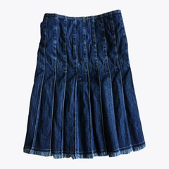 Blue Denim Pleated Kilt For Women