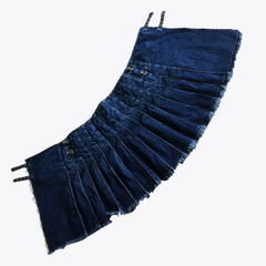 Blue Denim Pleated Kilt For Women