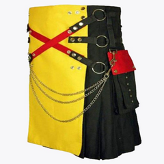 Black and Yellow Fashion Utility Kilt