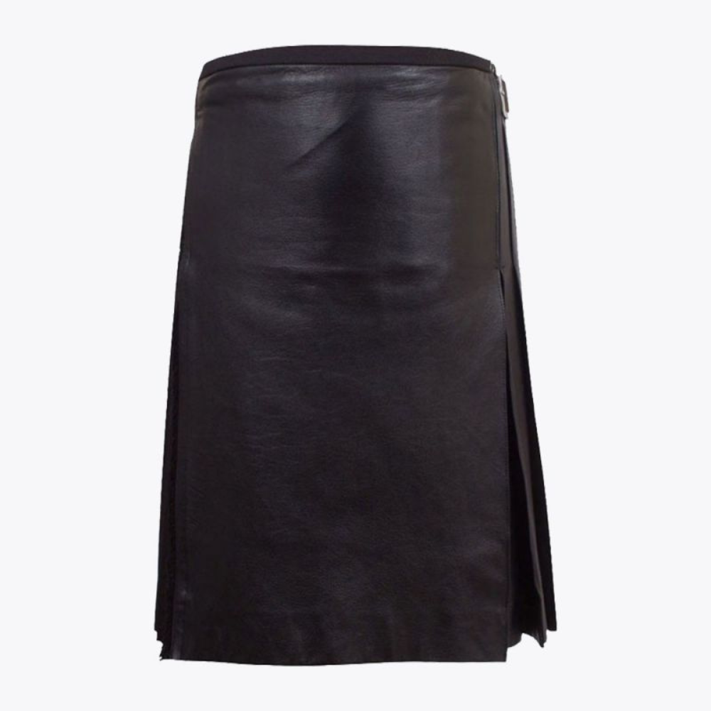 Black Scottish Leather Kilt