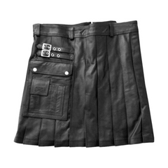 Leather Pleated Kilt For Men