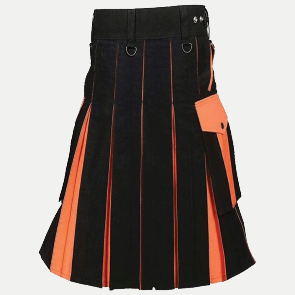 Black & Orange Utility Kilt For Men - Kilt Kingdom