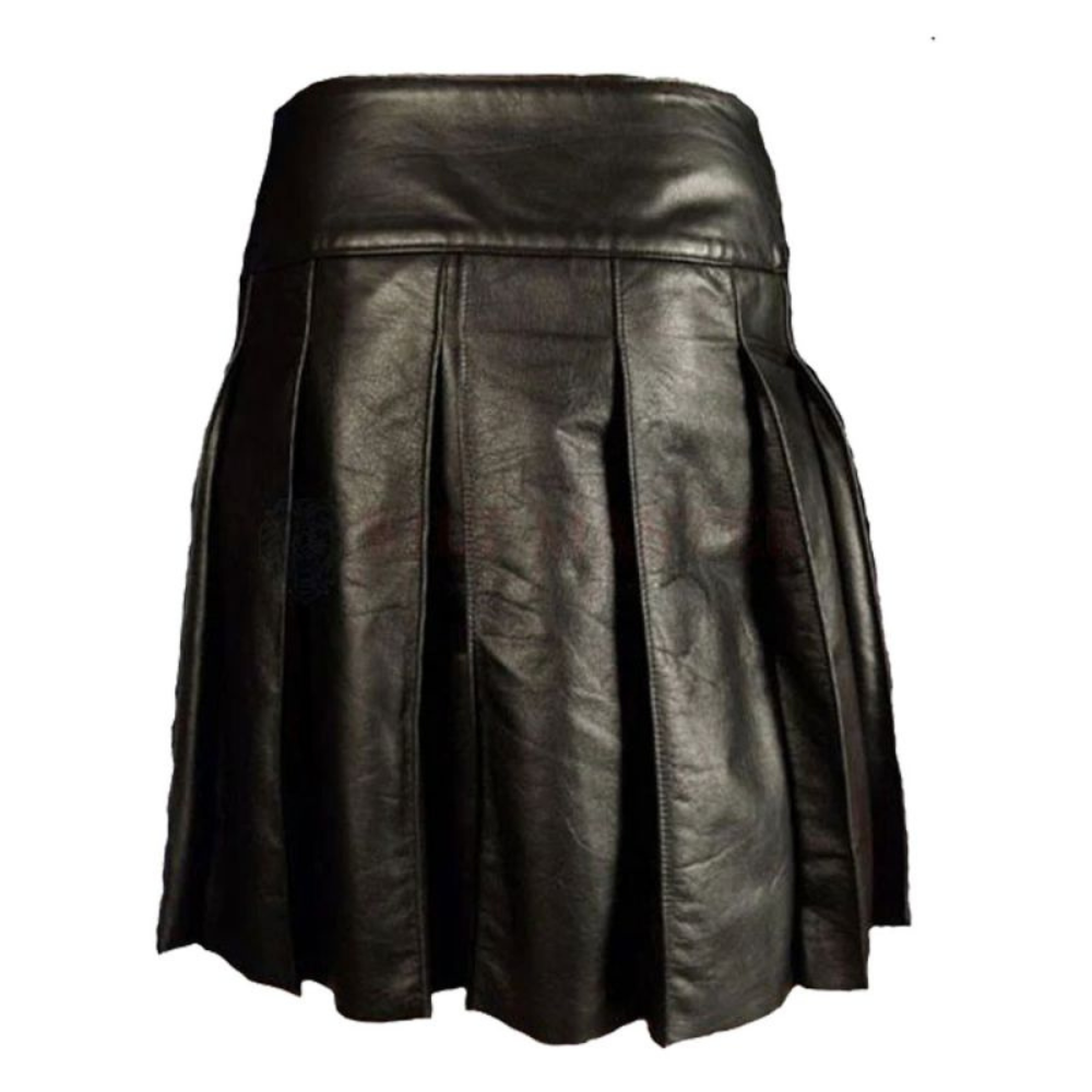 Fancy Black Leather Kilt