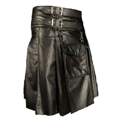 Fancy Black Leather Kilt