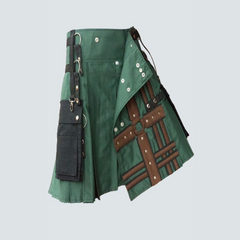 Hunter Green With Brown Medieval Modern Hybrid Kilt