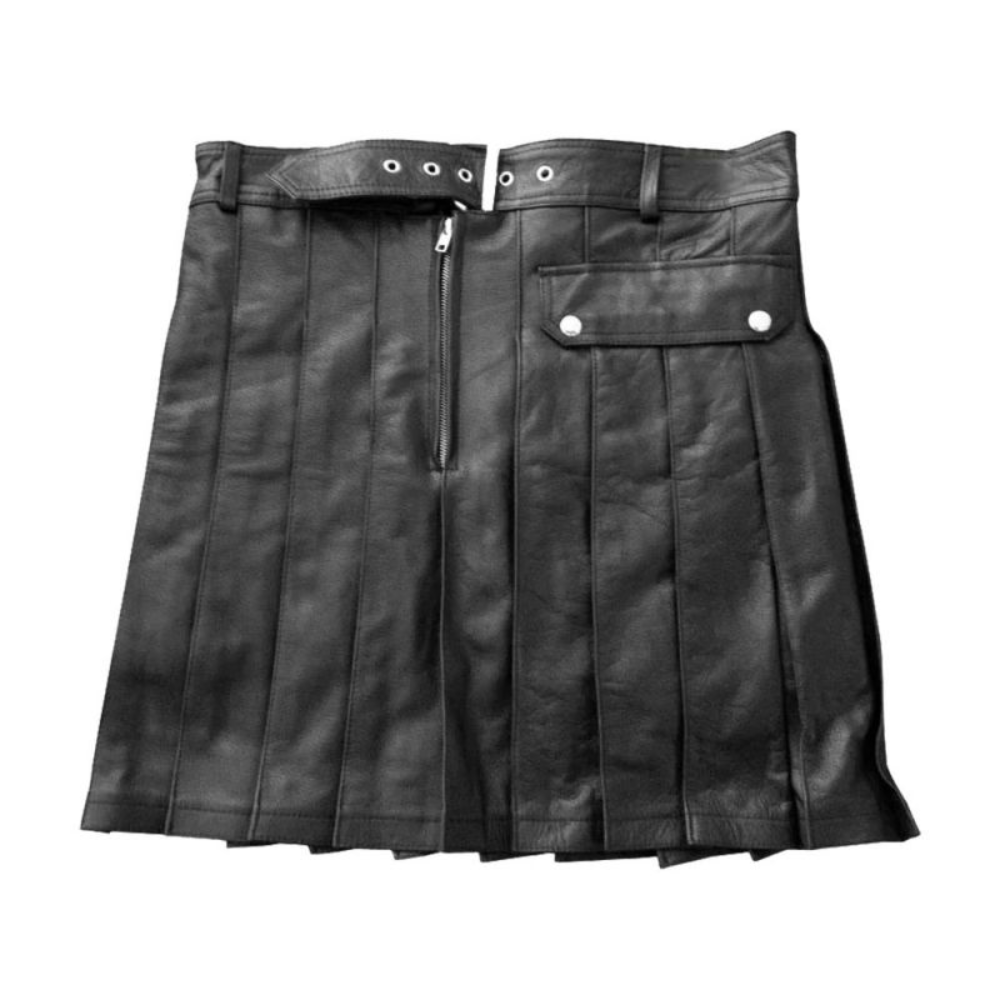 Leather Pleated Kilt For Men