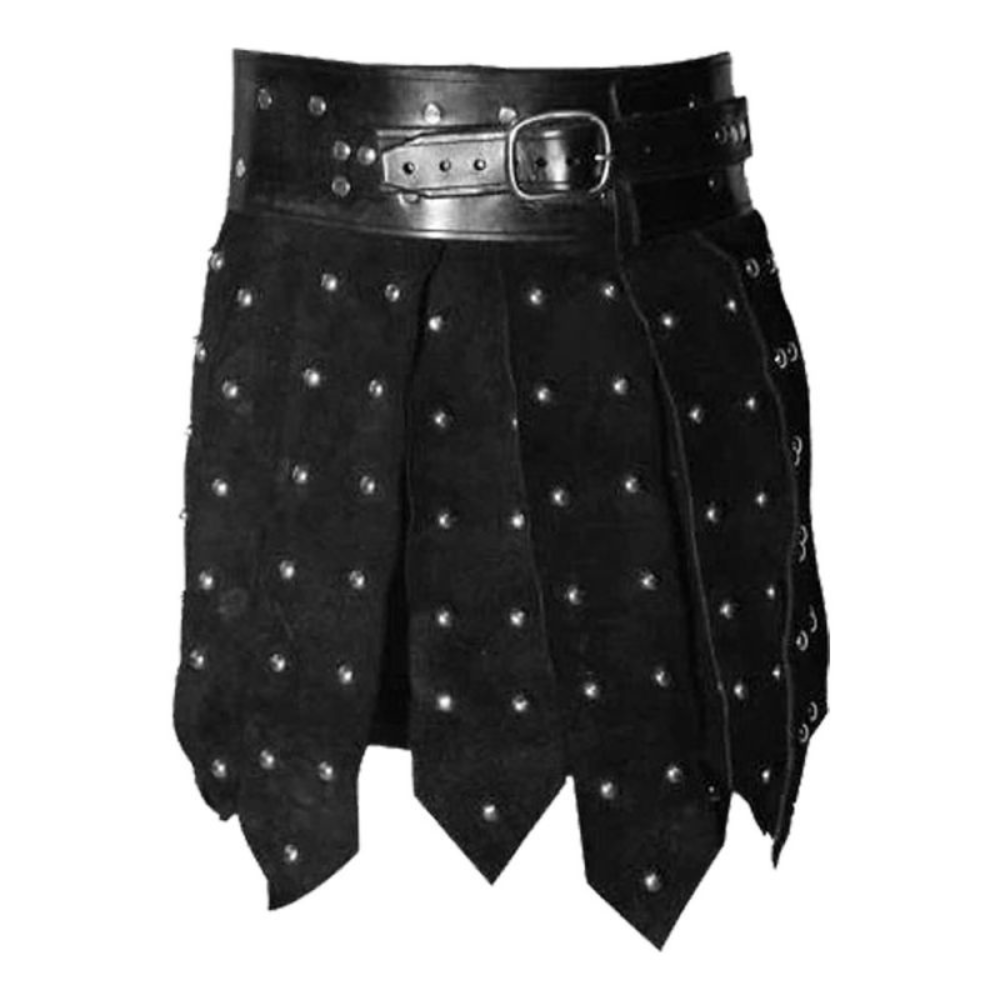 Strapped Studded Leather Kilt - Kilt Kingdom