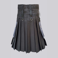 Modern Black & Gray Utility Kilt For Men