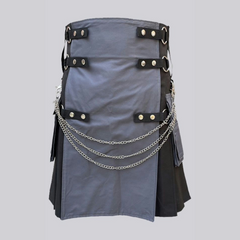 Modern Black & Gray Utility Kilt For Men