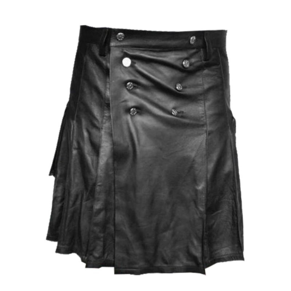 Ample Pleated Leather Kilt