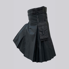 Modern Black Utility Kilt