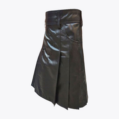 Xtylish Black Leather Kilt For Men