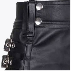 Black Leather Kilt with Cargo Pockets