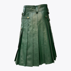 Green Leather Kilt For Men